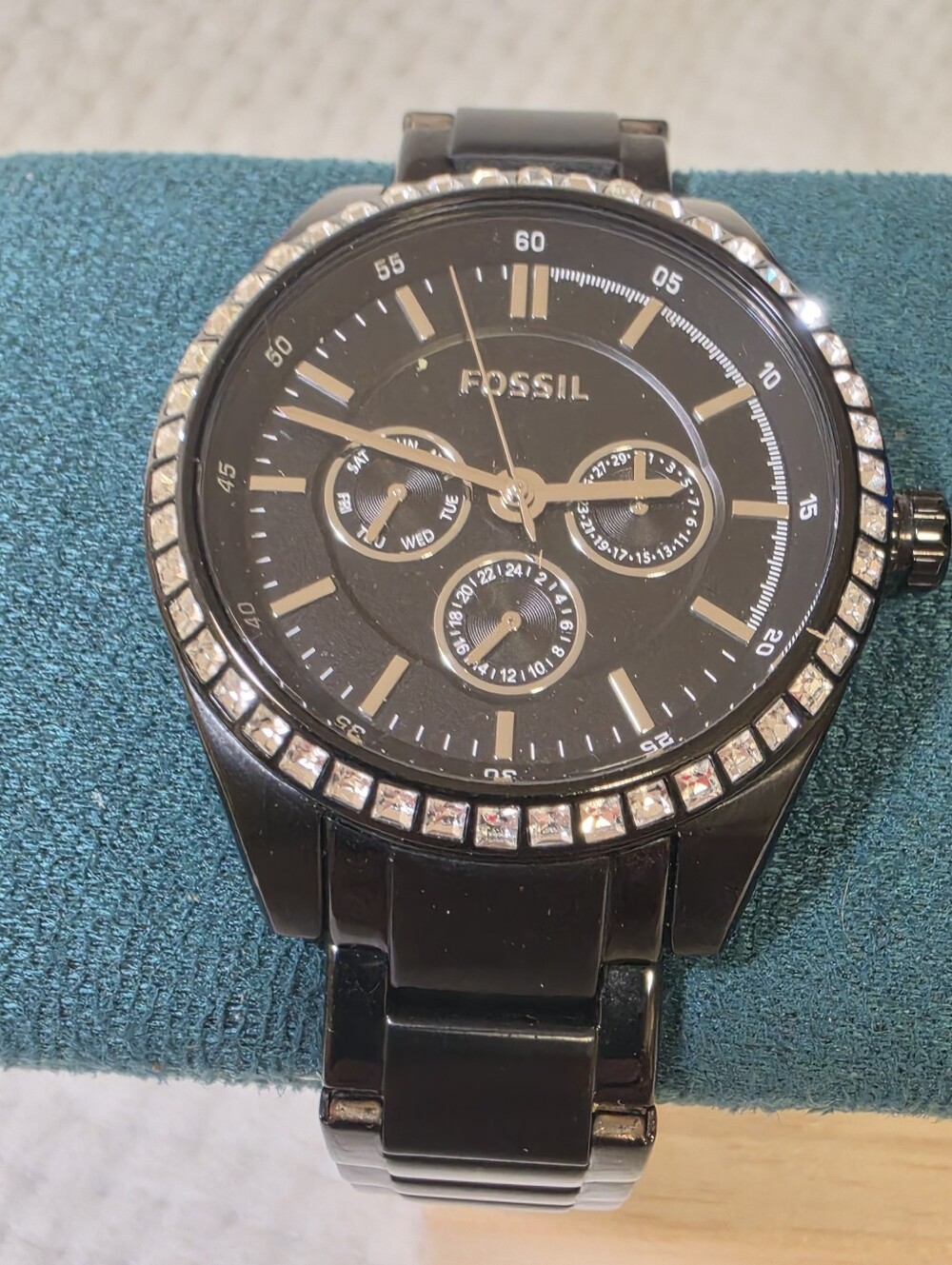 Fossil BQ3041 40mm Black Crystal Watch 6.5"